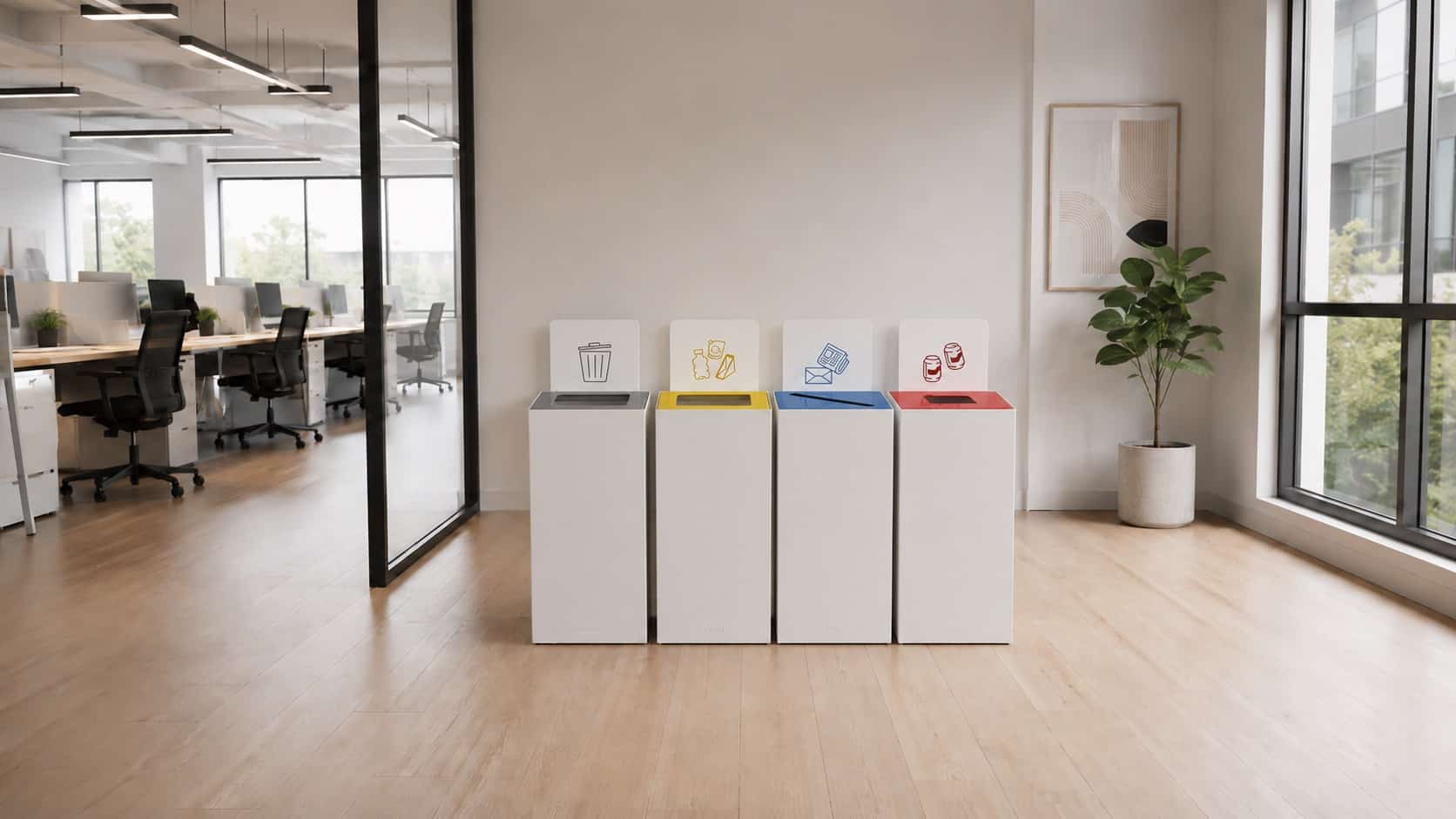poubelles de tri moderne dans une entreprise
