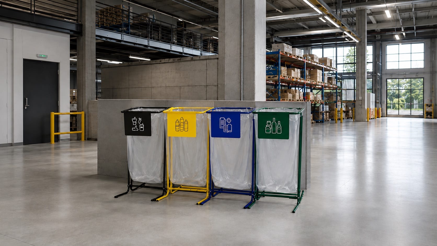 poubelles de tri sélectif dans une industrie