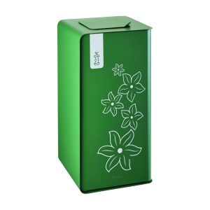 Borne de tri biodéchets Cubatri Signature 2 × 10 L en acier vert