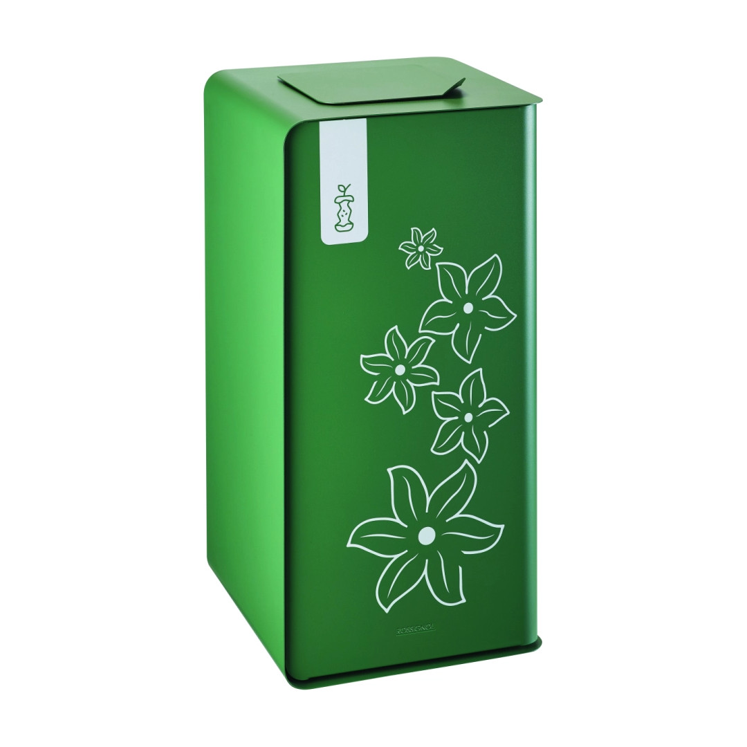 Borne de tri biodéchets Cubatri Signature 2 × 10 L en acier vert