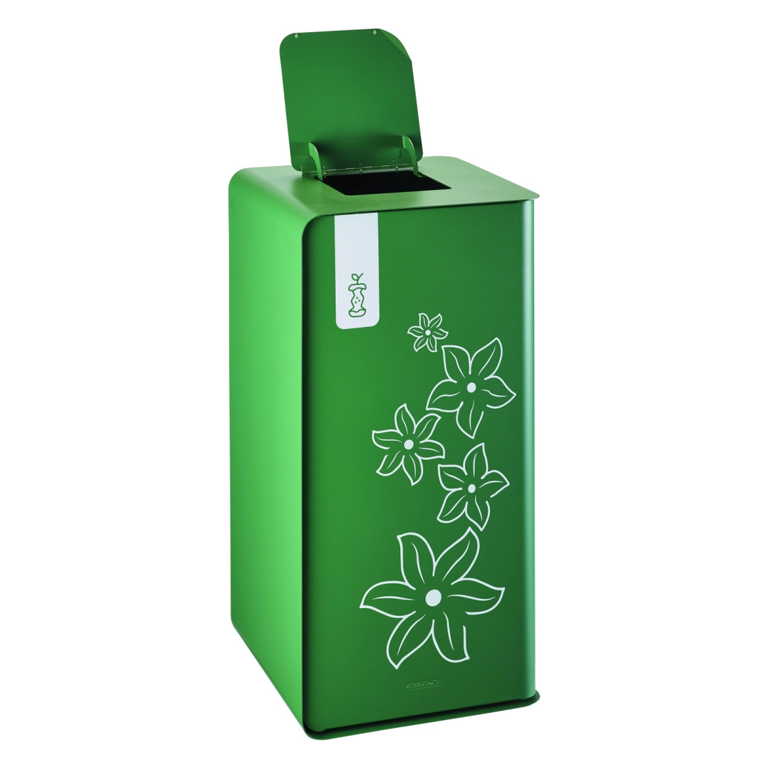 Borne de tri biodéchets Cubatri Signature 2 × 10 L en acier vert