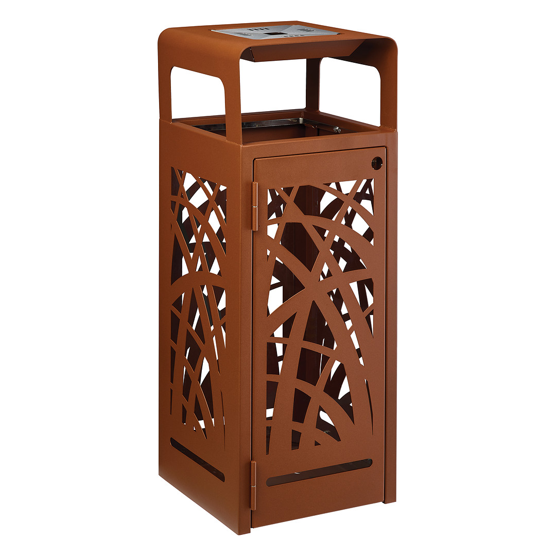 Corbeille urbaine Cybel 110 L anthracite avec cendrier, acier ajouré