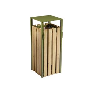 Corbeille en bois Eden 110 L vert olive, lattes en bois résineux