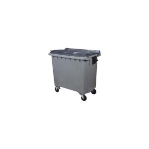 Conteneur à déchets Korok 4 roues 770 L gris, avec roues à frein