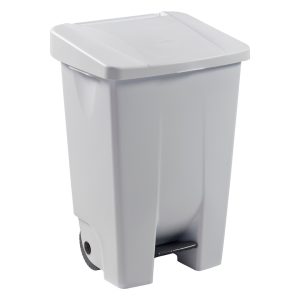 Poubelle mobile à pédale Mobily 80 L, corps blanc, couvercle blanc