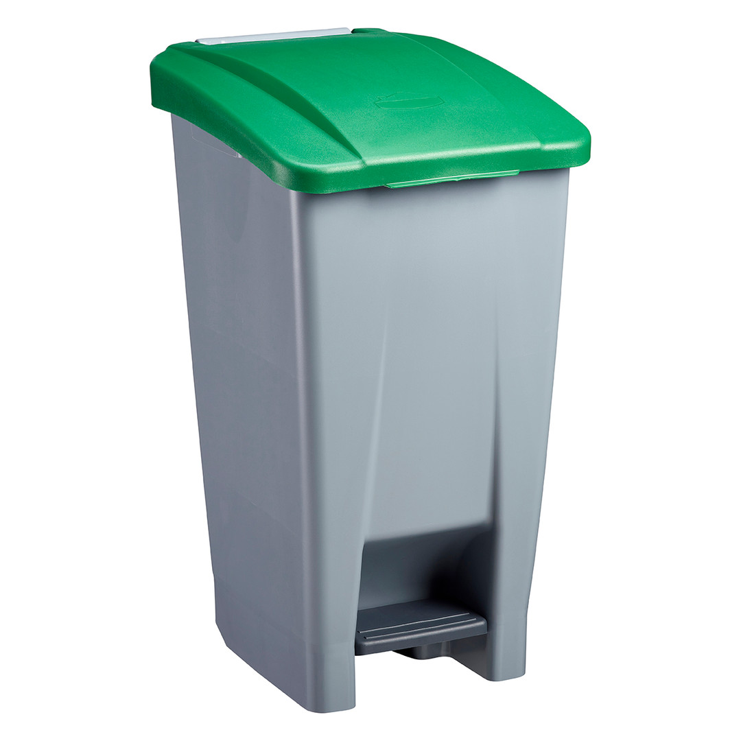 Poubelle mobile à pédale Mobily Green 60 L, corps gris, couvercle gris