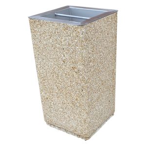 Corbeille urbaine en béton Olympe 80 L, finition gravillons lavés