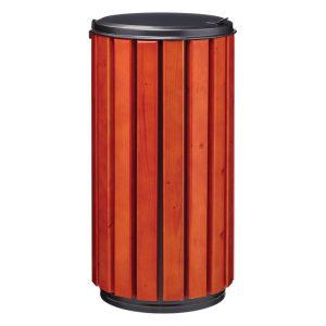 Corbeille en bois Zeno Protec 80 L, couvercle plein gris manganèse