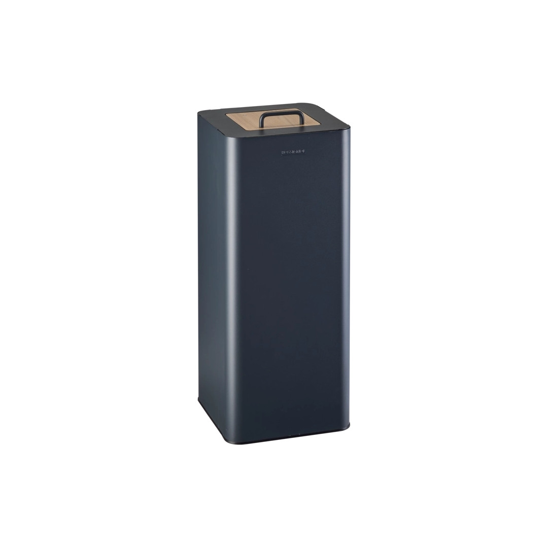 Poubelle de tri Solstice Signature 60 L anthracite, trappe en chêne clair