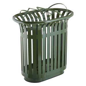 Corbeille de tri extérieur Tulipe 2 flux à poser, en acier vert olive