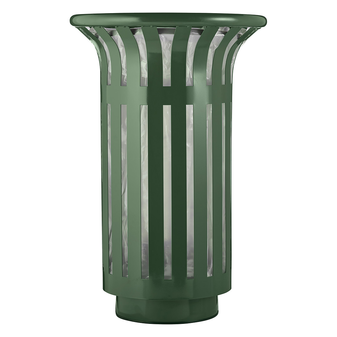 Corbeille de tri extérieur Tulipe 2 flux à poser, en acier vert olive