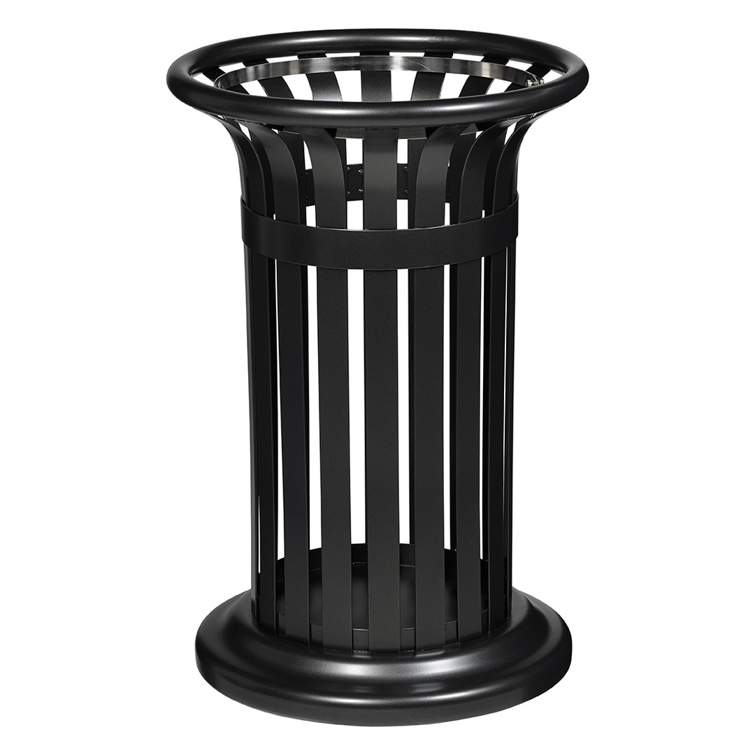Corbeille urbaine Tulipe 60 L vert olive, acier à lattes