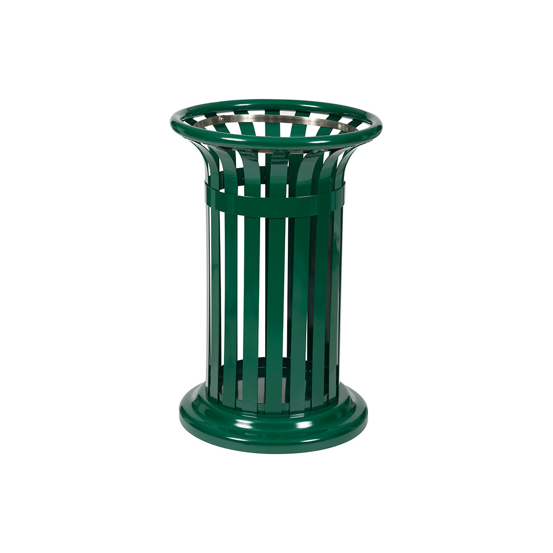 Corbeille urbaine Tulipe 60 L vert olive, acier à lattes