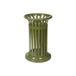 Corbeille urbaine Tulipe 60 L vert olive, acier à lattes