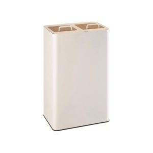 Poubelle de tri Venus Signature 2 × 40 L, trappes en chêne clair